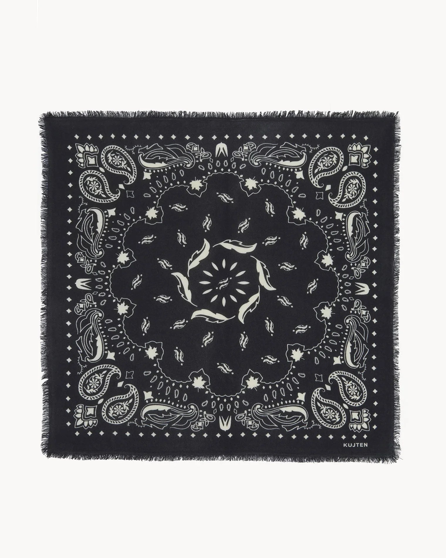 KUJTEN Large Bandana Hachiko Feather Black - White - Bandana - Glaze Türkiye